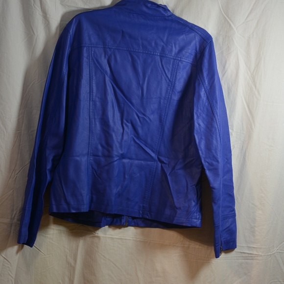 Northern Reflections L Faux Leather Jacket Blue - Picture 3 of 5